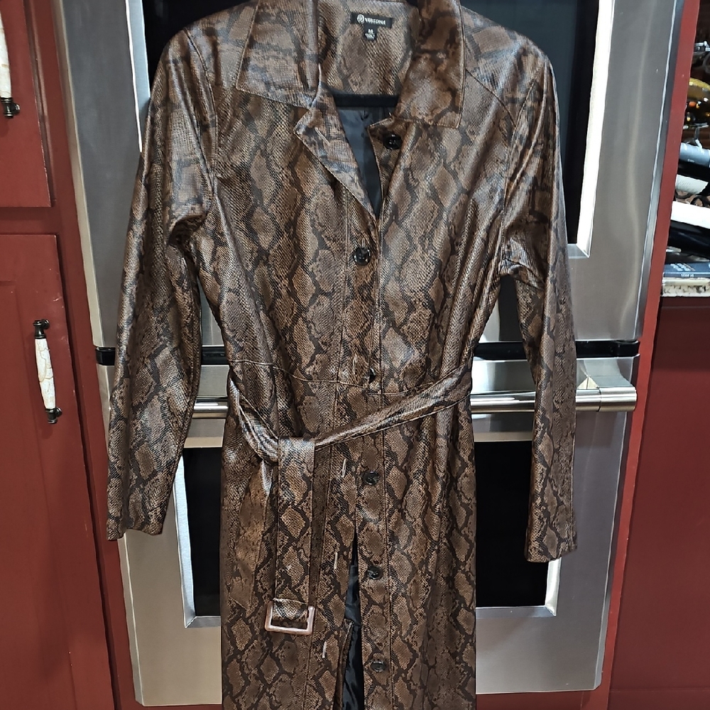 Versona Brown Snake Print Trench Coat
